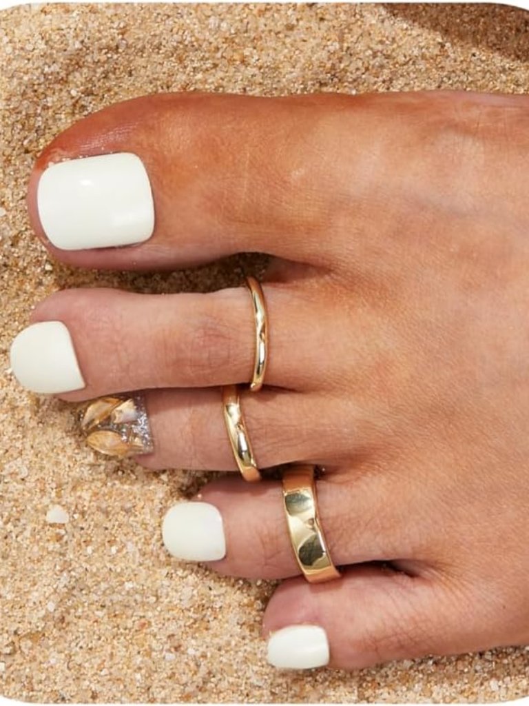 3pcs Toe Rings For Women Non Tarnish 14k Gold Filled Toe Rings Set Daisy Flower